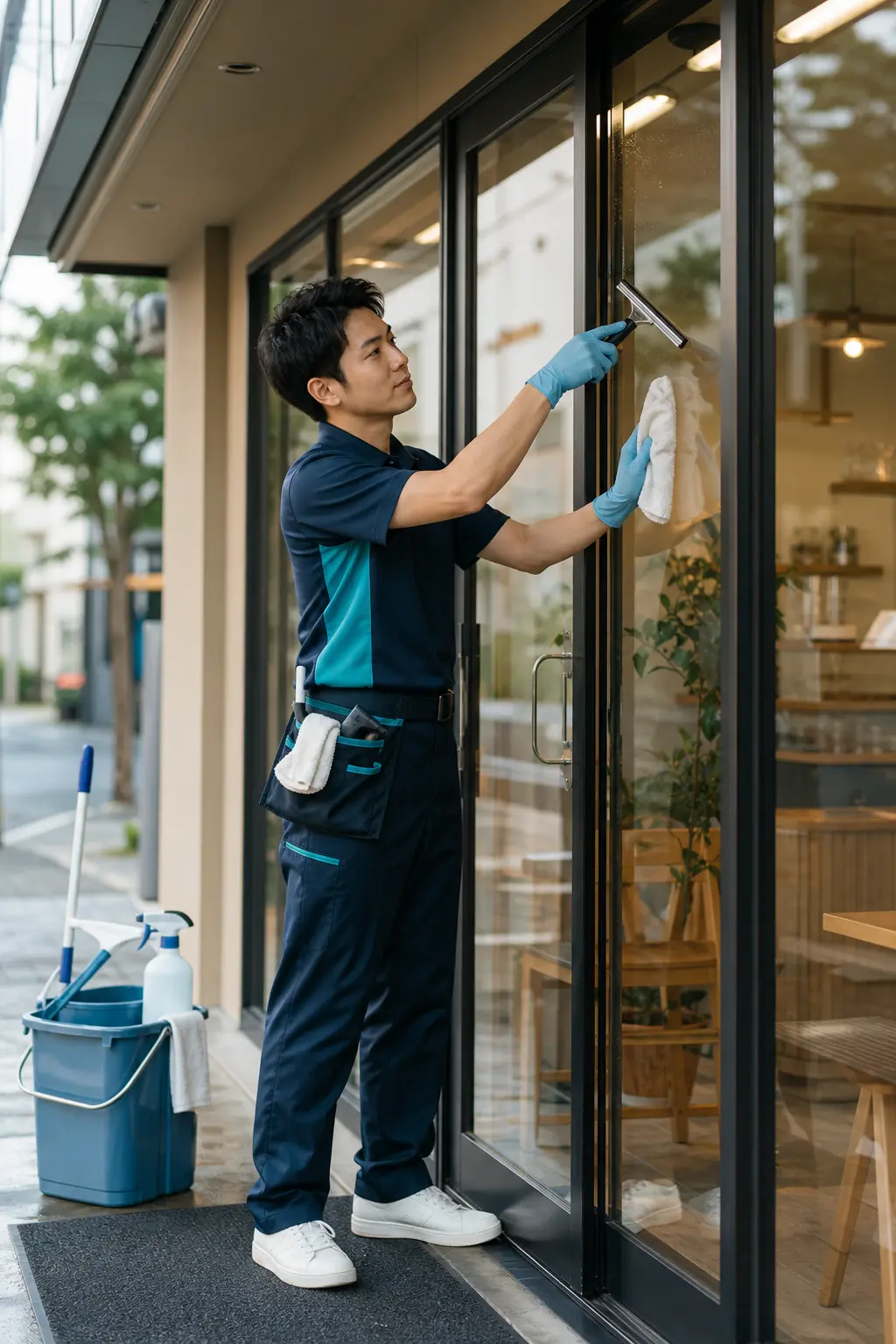 店舗のガラス清掃